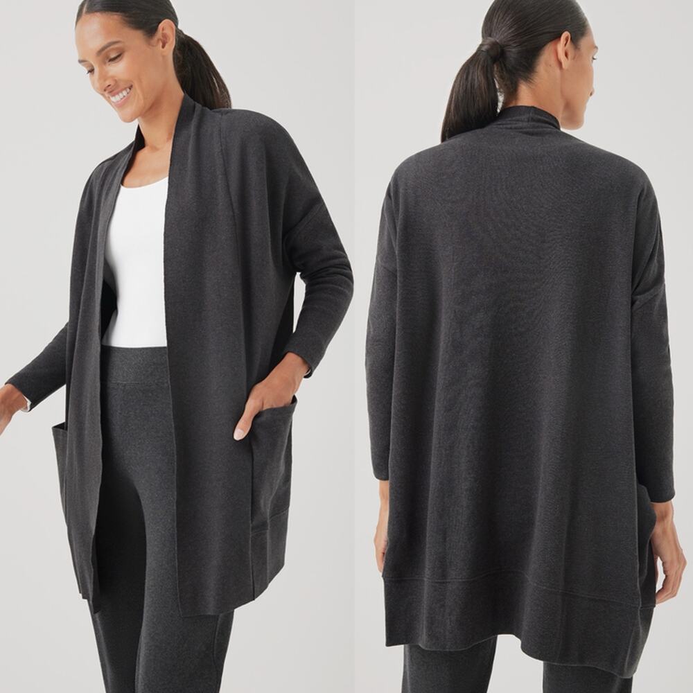 Pact Organic Cotton Gray Airplane Wrap Cardigan Sweater